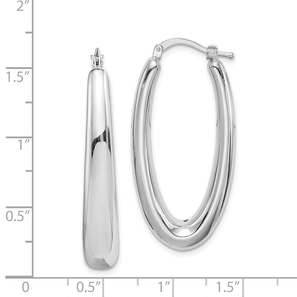 Sterlingsilber Rhodiniert Poliert Hohl Oval Creolen