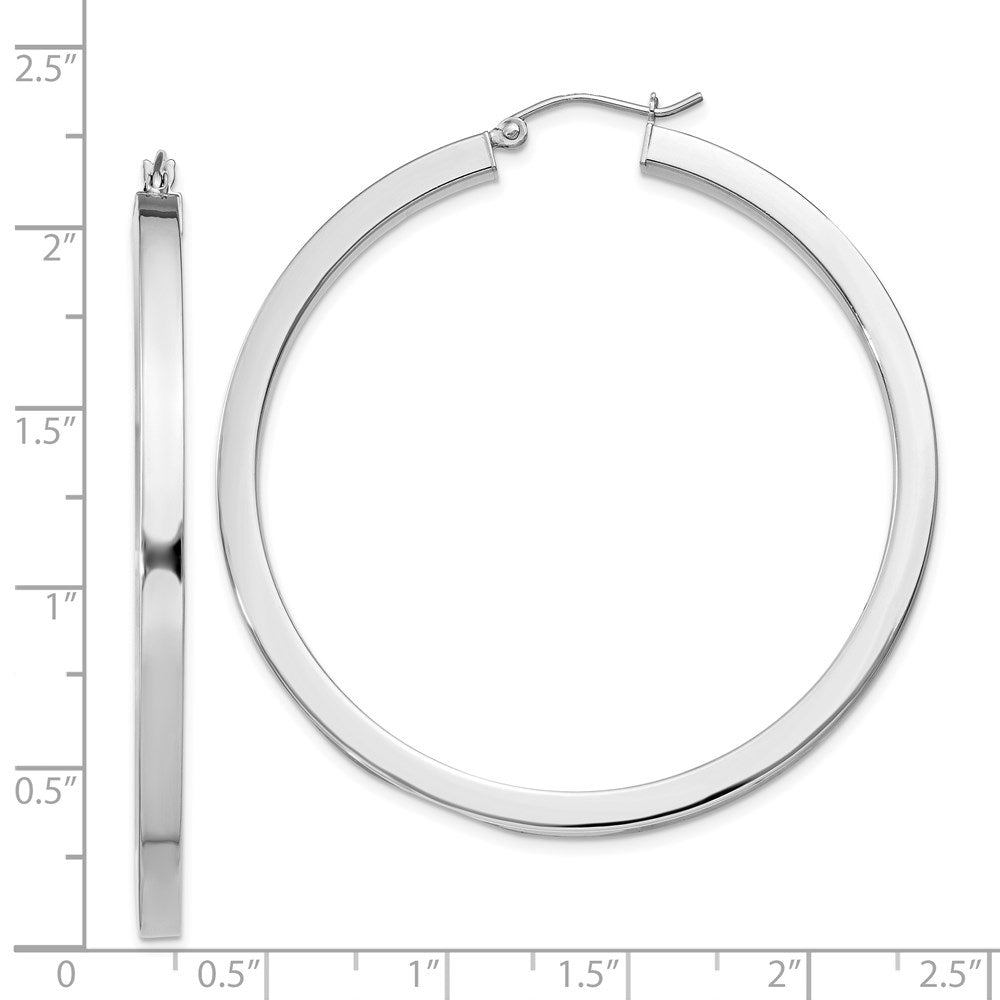 Sterlingsilber Rhodiniert 3x50mm Quadratisch Röhre Creolen