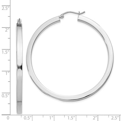 Sterlingsilber Rhodiniert 3x50mm Quadratisch Röhre Creolen