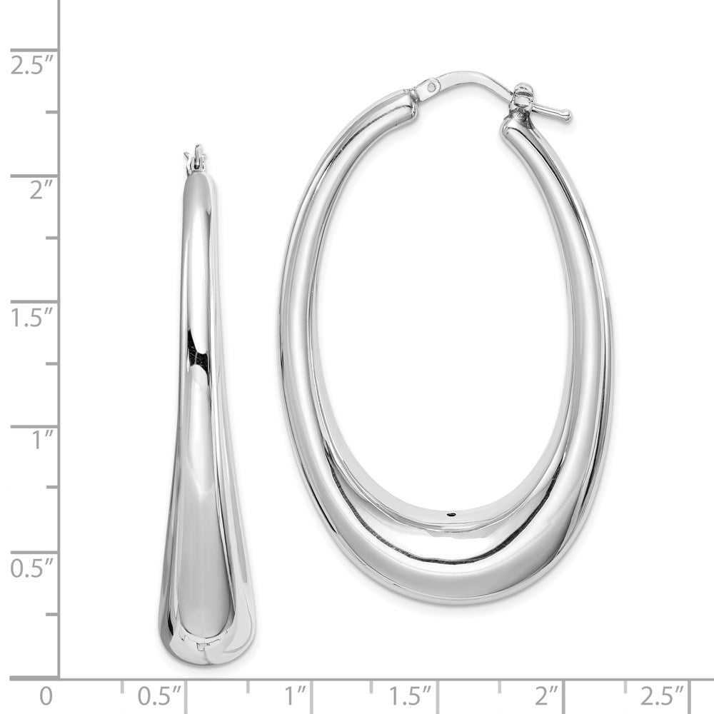 Sterlingsilber Rhodiniert Poliert Hohl Oval Creolen