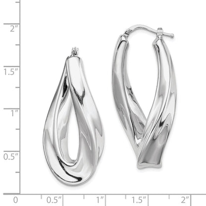 Sterlingsilber Rhodiniert Poliert Gedreht Hohl Oval Creolen
