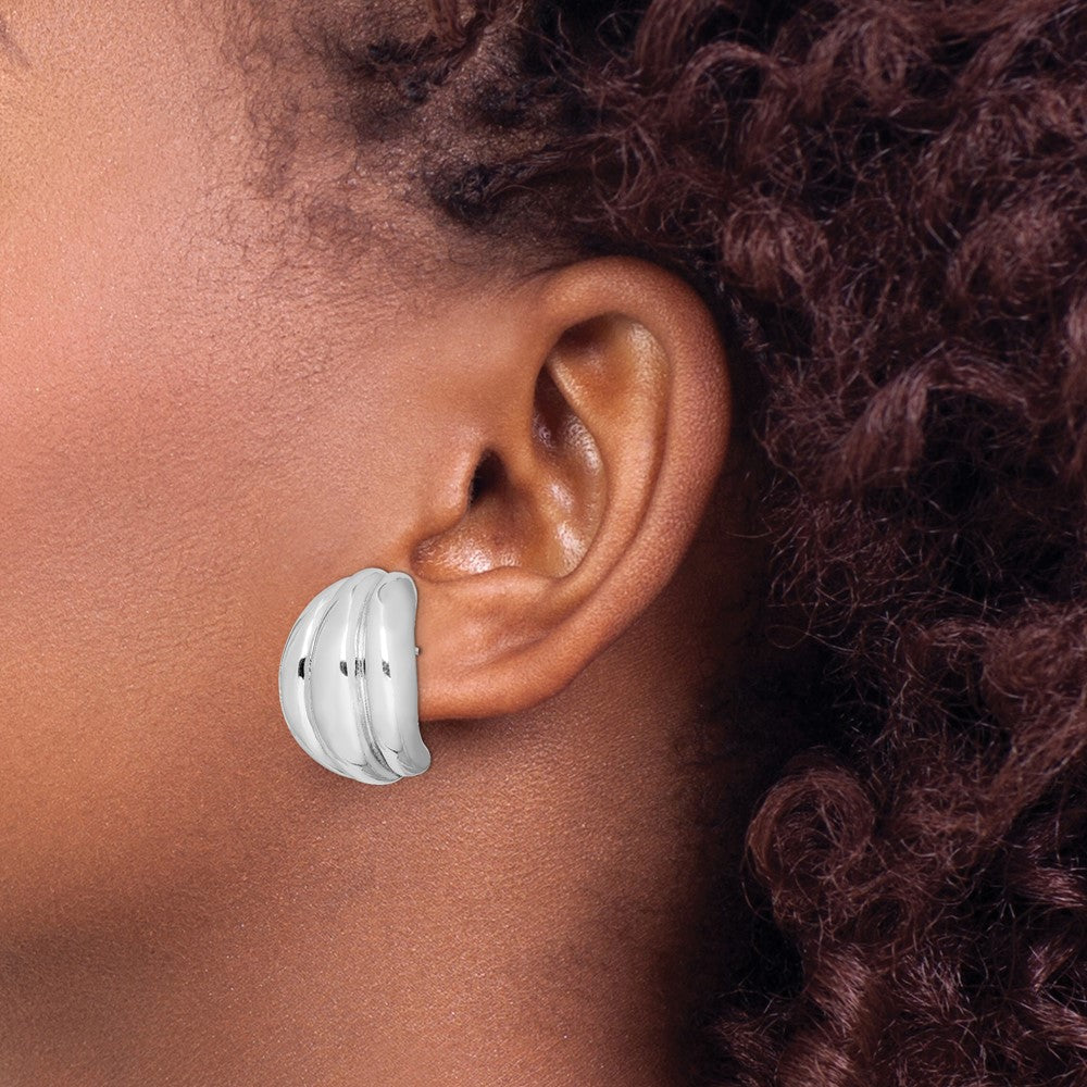 Sterlingsilber Poliert Rhodiniert Hohl Ohrstecker