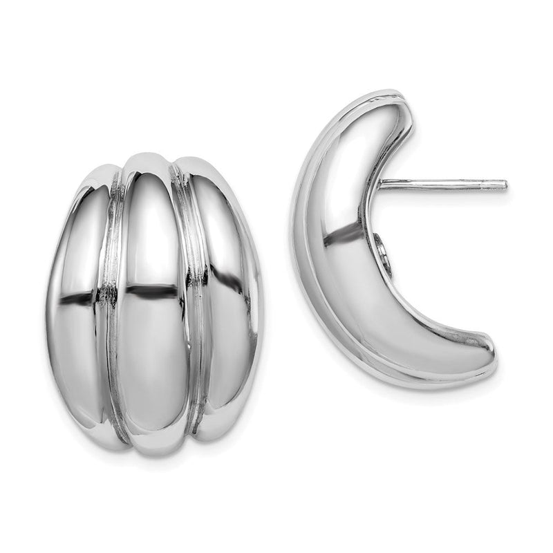 Sterlingsilber Poliert Rhodiniert Hohl Ohrstecker