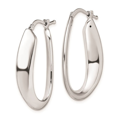 Sterlingsilber Rhodiniert Poliert Hohl 6mm Oval Creolen