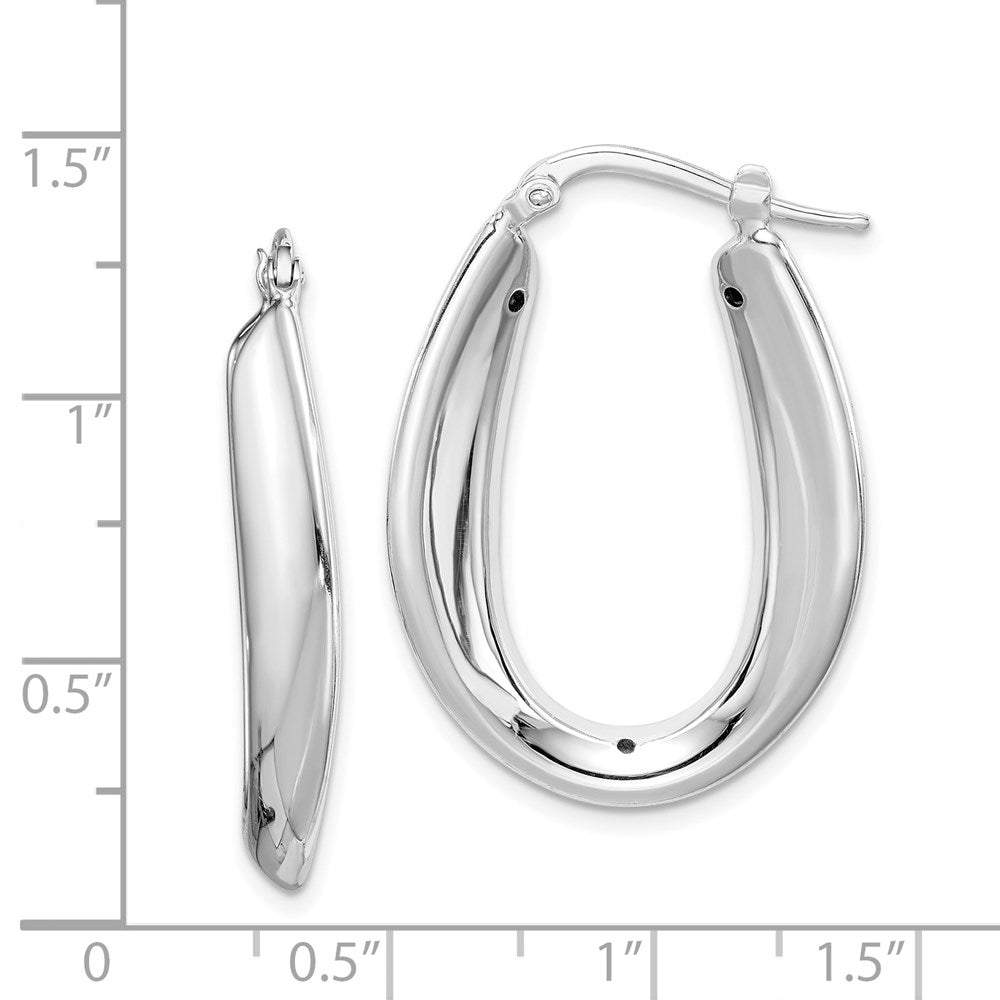 Sterlingsilber Rhodiniert Poliert Hohl 6mm Oval Creolen