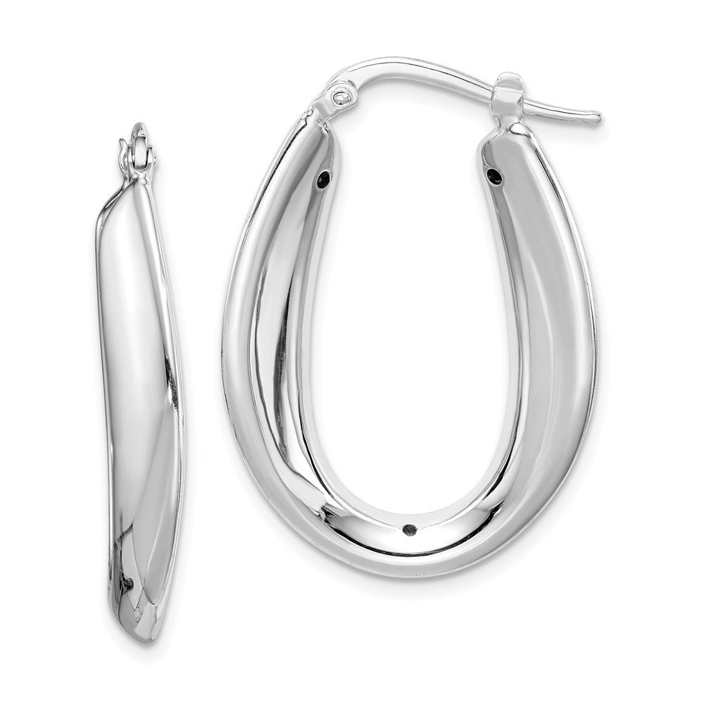 Sterlingsilber Rhodiniert Poliert Hohl 6mm Oval Creolen