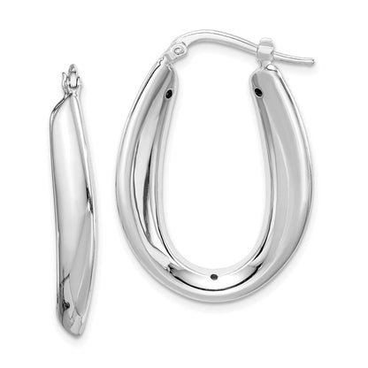 Sterlingsilber Rhodiniert Poliert Hohl 6mm Oval Creolen
