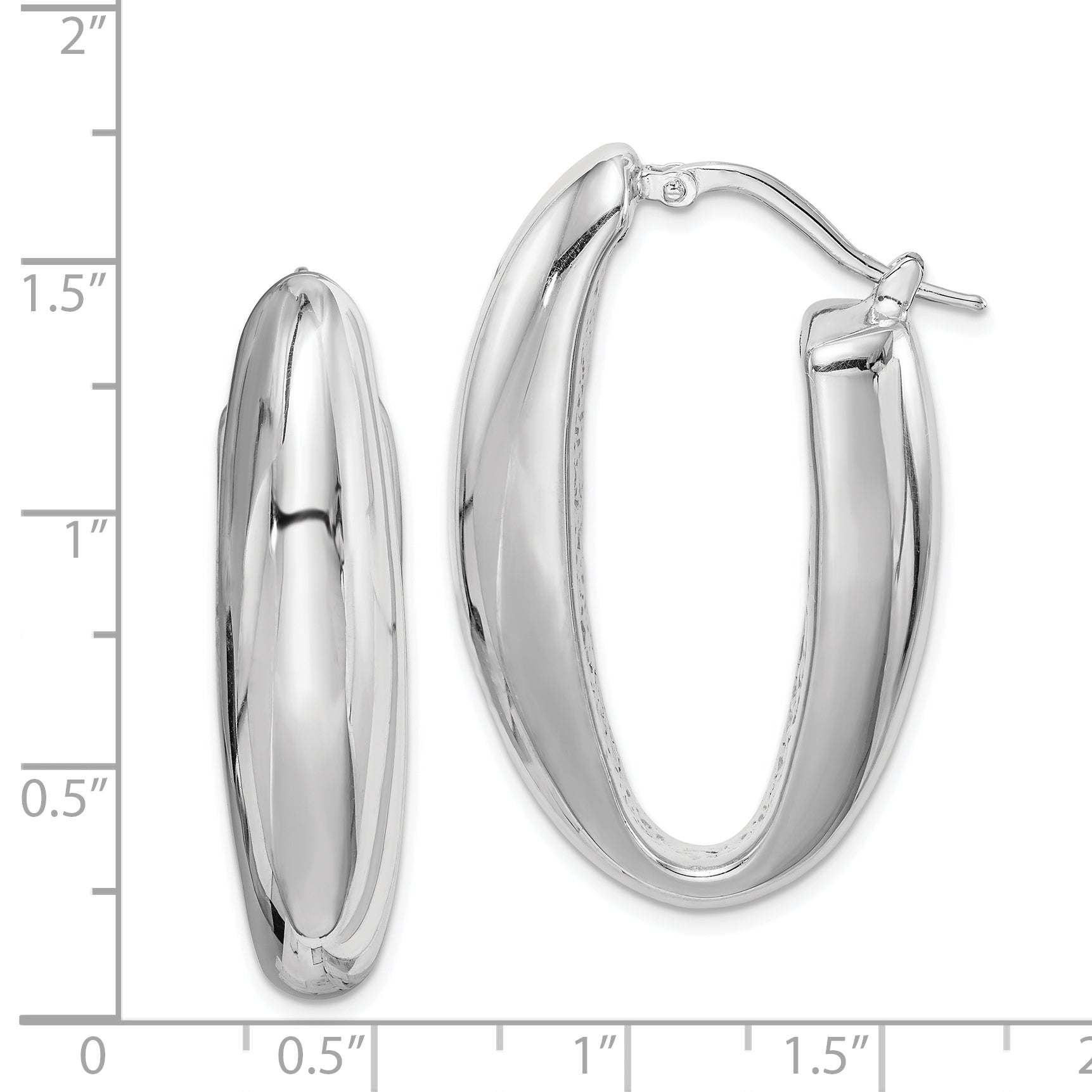 Sterlingsilber Rhodiniert Poliert Hohl 11mm Oval Creolen