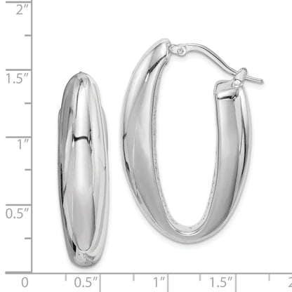 Sterlingsilber Rhodiniert Poliert Hohl 11mm Oval Creolen