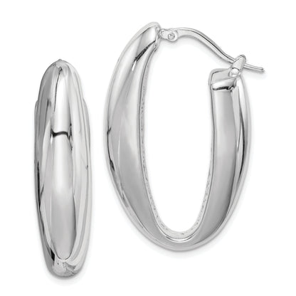 Sterlingsilber Rhodiniert Poliert Hohl 11mm Oval Creolen