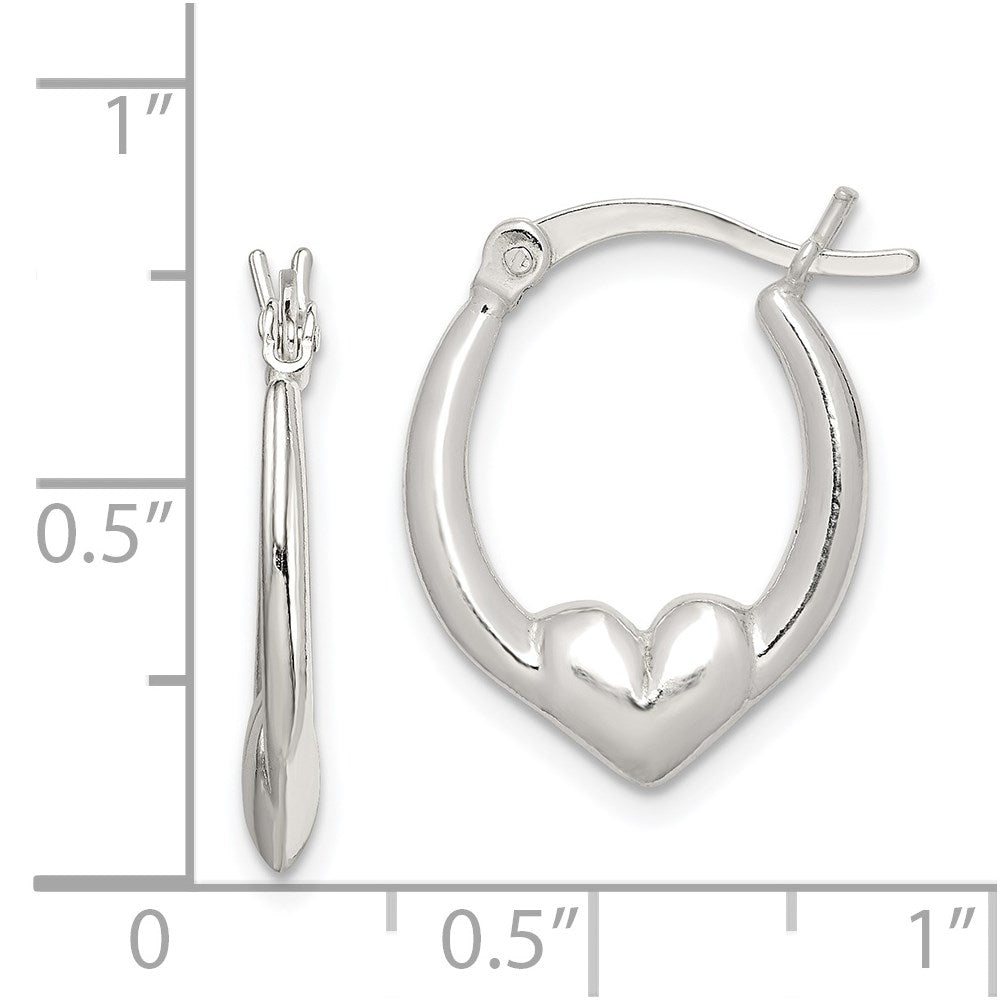 Sterlingsilber Poliert Herz Oval Creolen