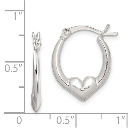 Sterlingsilber Poliert Herz Oval Creolen