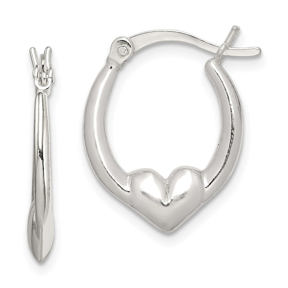Sterlingsilber Poliert Herz Oval Creolen