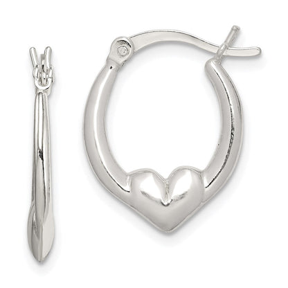 Sterlingsilber Poliert Herz Oval Creolen