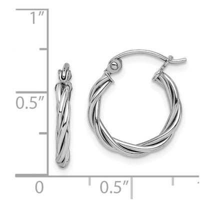 Sterlingsilber Rhodiniert 2mm Gedreht Creolen