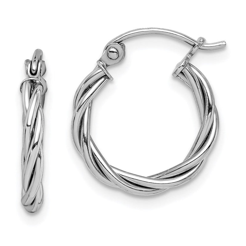 Sterlingsilber Rhodiniert 2mm Gedreht Creolen