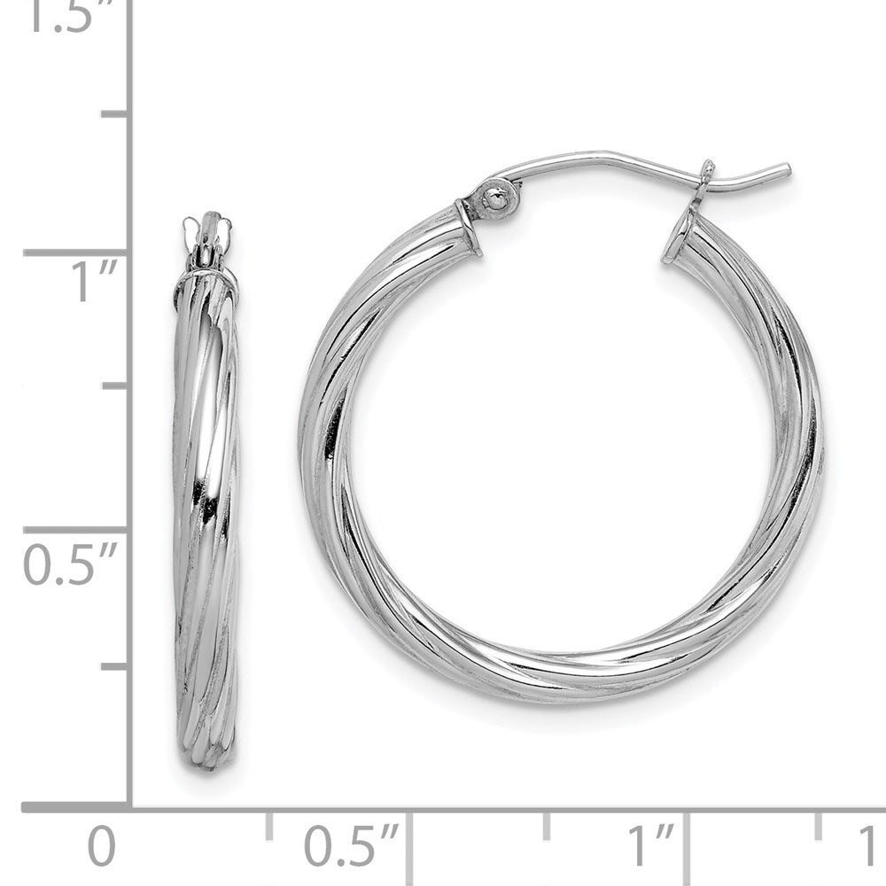 Sterlingsilber Rhodiniert 2.7x25mm Gedreht Creolen