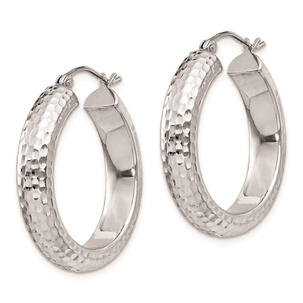 Sterlingsilber Rhodiniert Diamantiert 5x25mm Creolen
