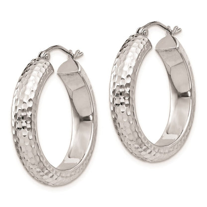 Sterlingsilber Rhodiniert Diamantiert 5x25mm Creolen