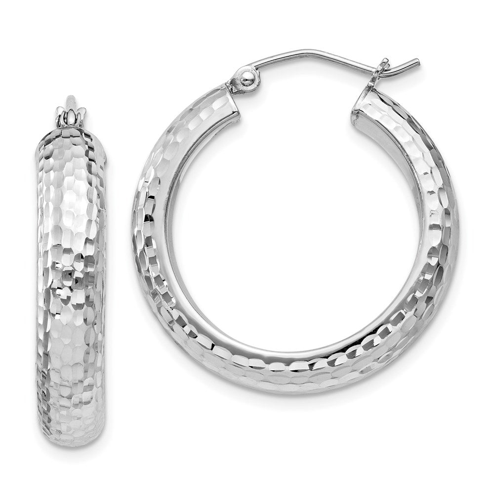 Sterlingsilber Rhodiniert Diamantiert 5x25mm Creolen