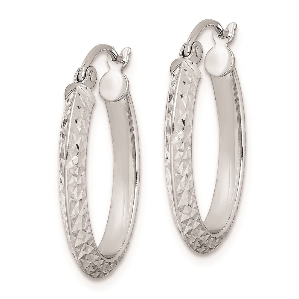 Sterlingsilber Rhodiniert Diamantiert Oval Creolen