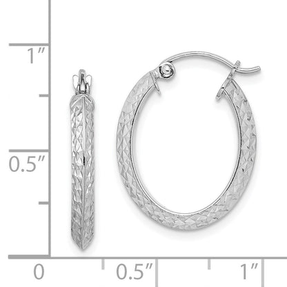 Sterlingsilber Rhodiniert Diamantiert Oval Creolen