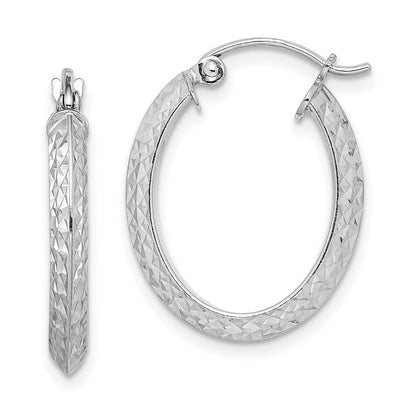 Sterlingsilber Rhodiniert Diamantiert Oval Creolen
