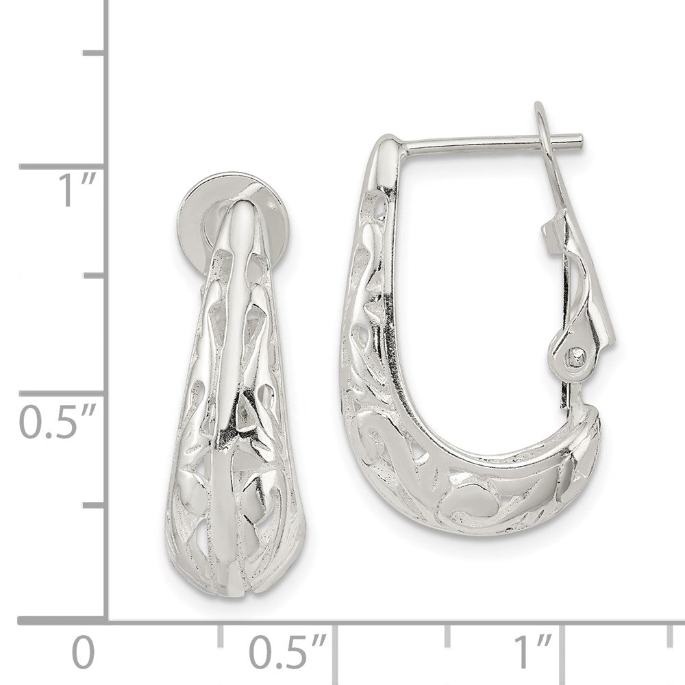 Sterlingsilber Poliert & Filigran Omega Rückseite J- Creolen