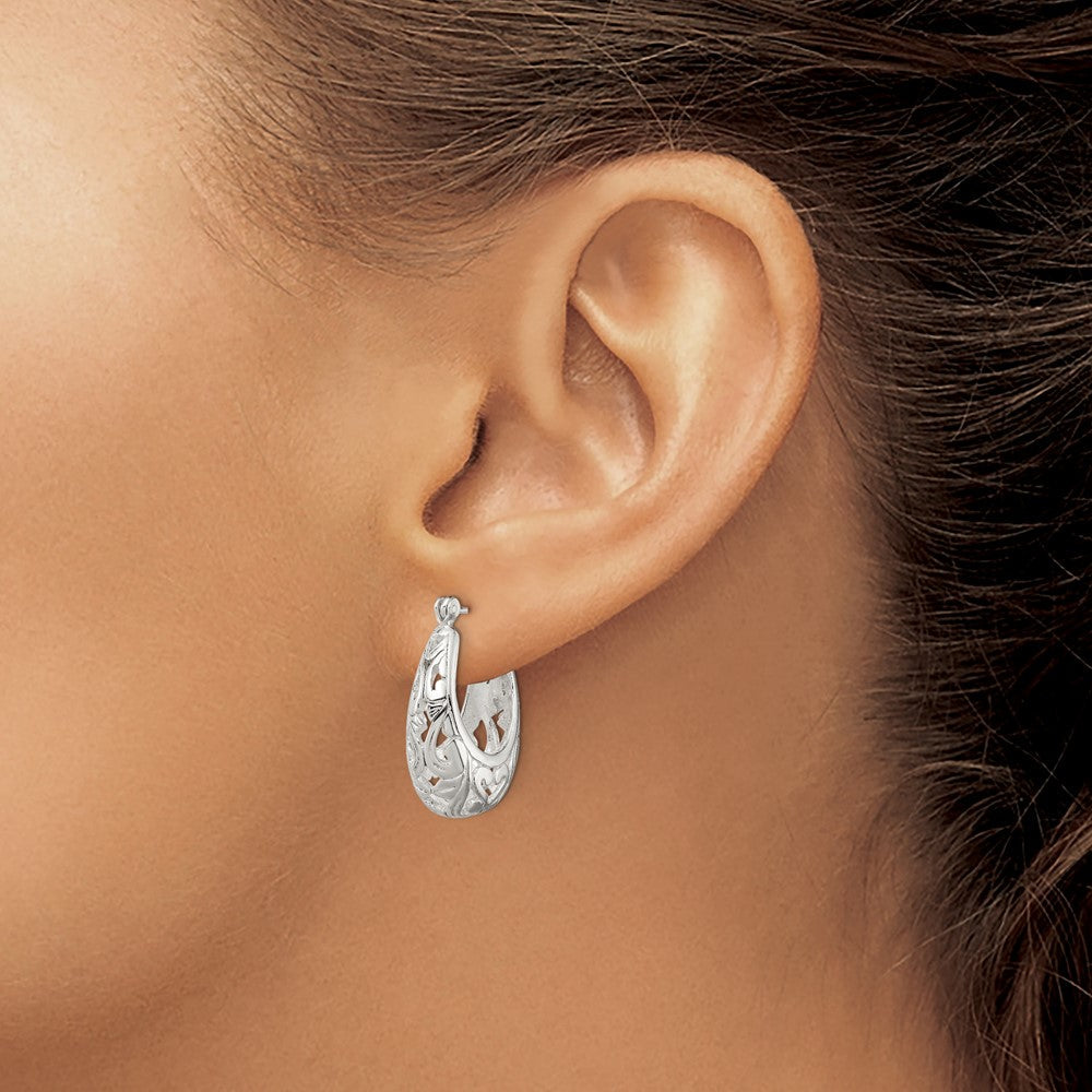 Sterlingsilber Poliert Filigran Oval Creolen