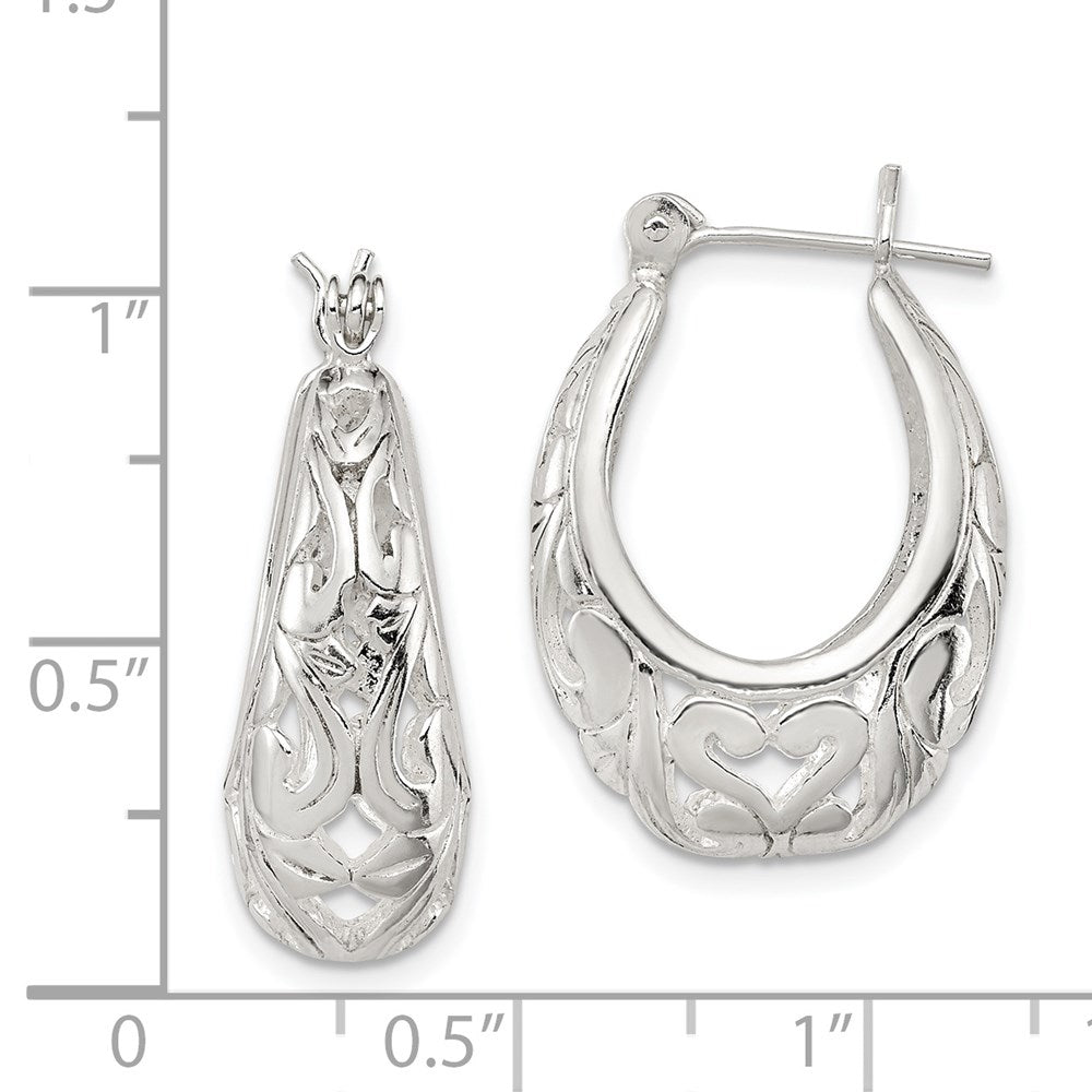 Sterlingsilber Poliert Filigran Oval Creolen