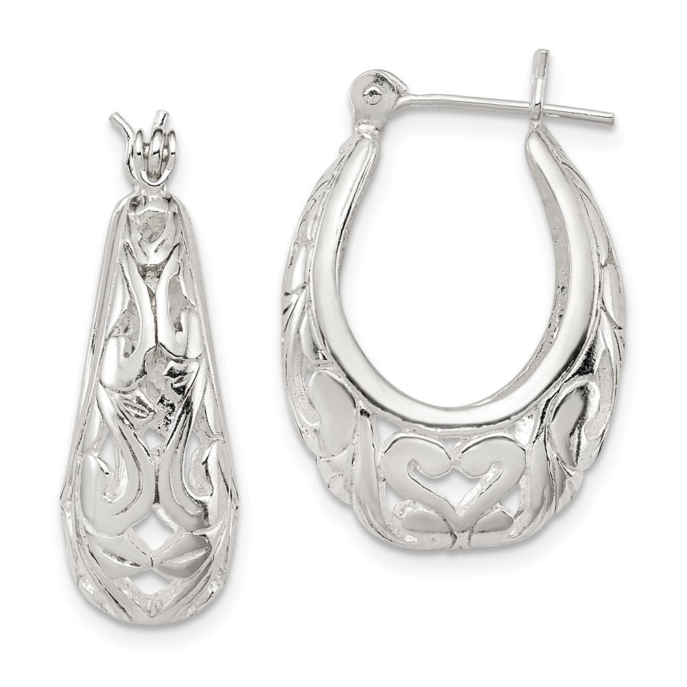 Sterlingsilber Poliert Filigran Oval Creolen