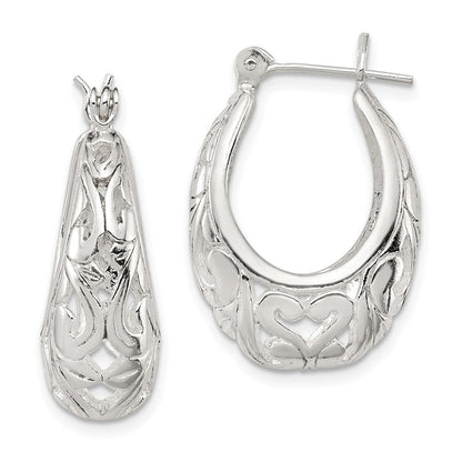 Sterlingsilber Poliert Filigran Oval Creolen