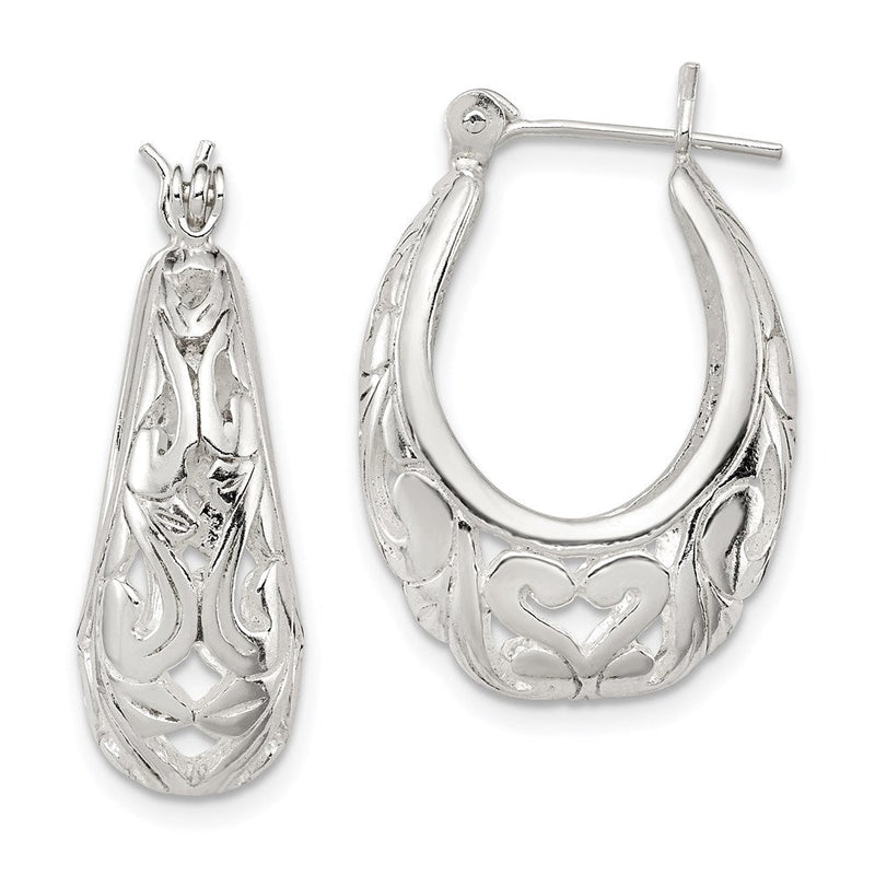 Sterlingsilber Poliert Filigran Oval Creolen