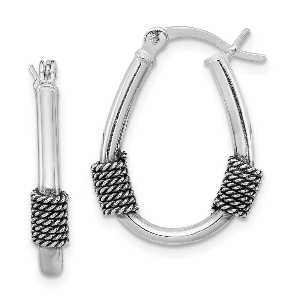 Sterlingsilber Antikisiert Oval Creolen