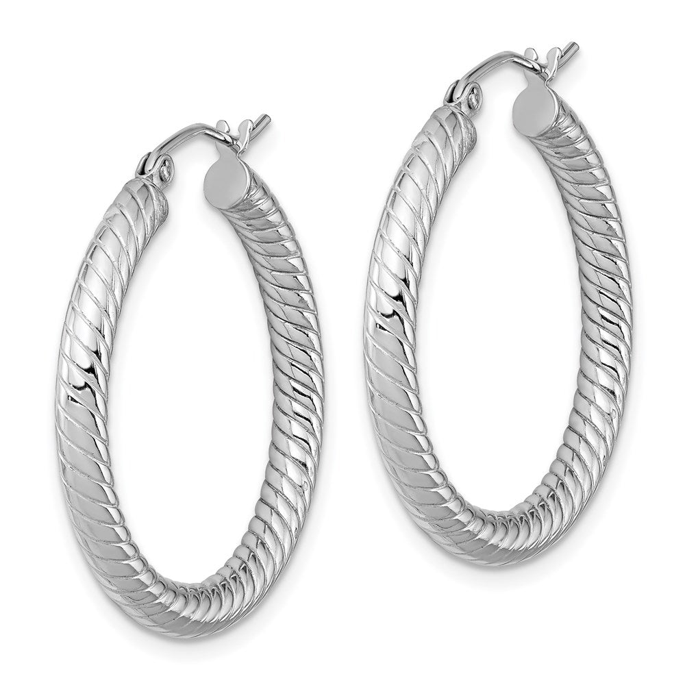 Sterlingsilber Rhodiniert Strukturiert 3.00mm Creolen