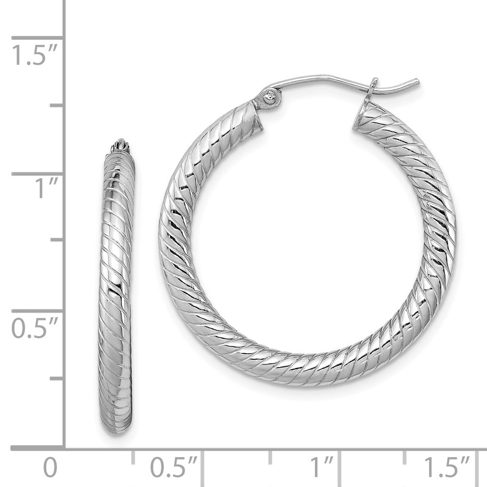 Sterlingsilber Rhodiniert Strukturiert 3.00mm Creolen