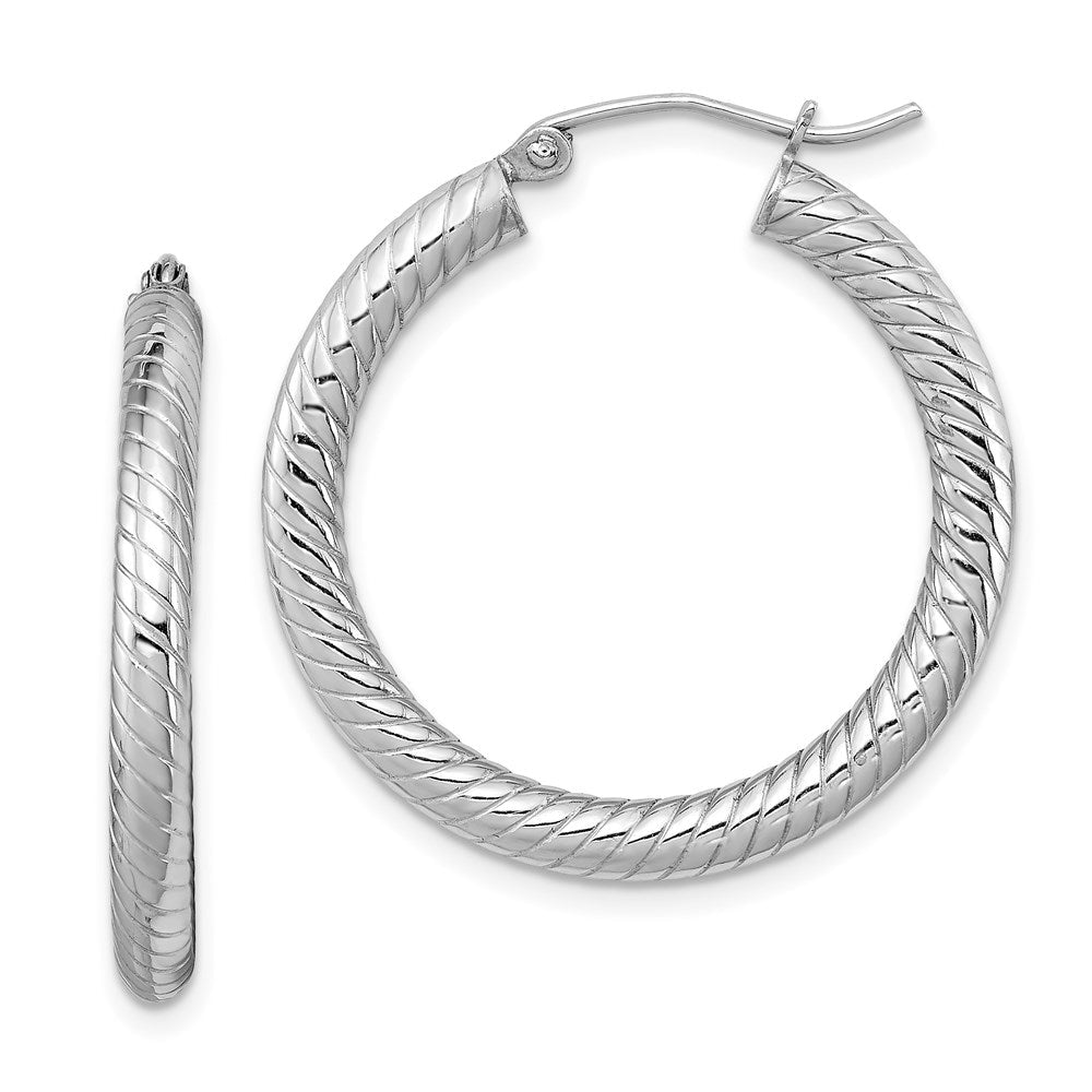 Sterlingsilber Rhodiniert Strukturiert 3.00mm Creolen