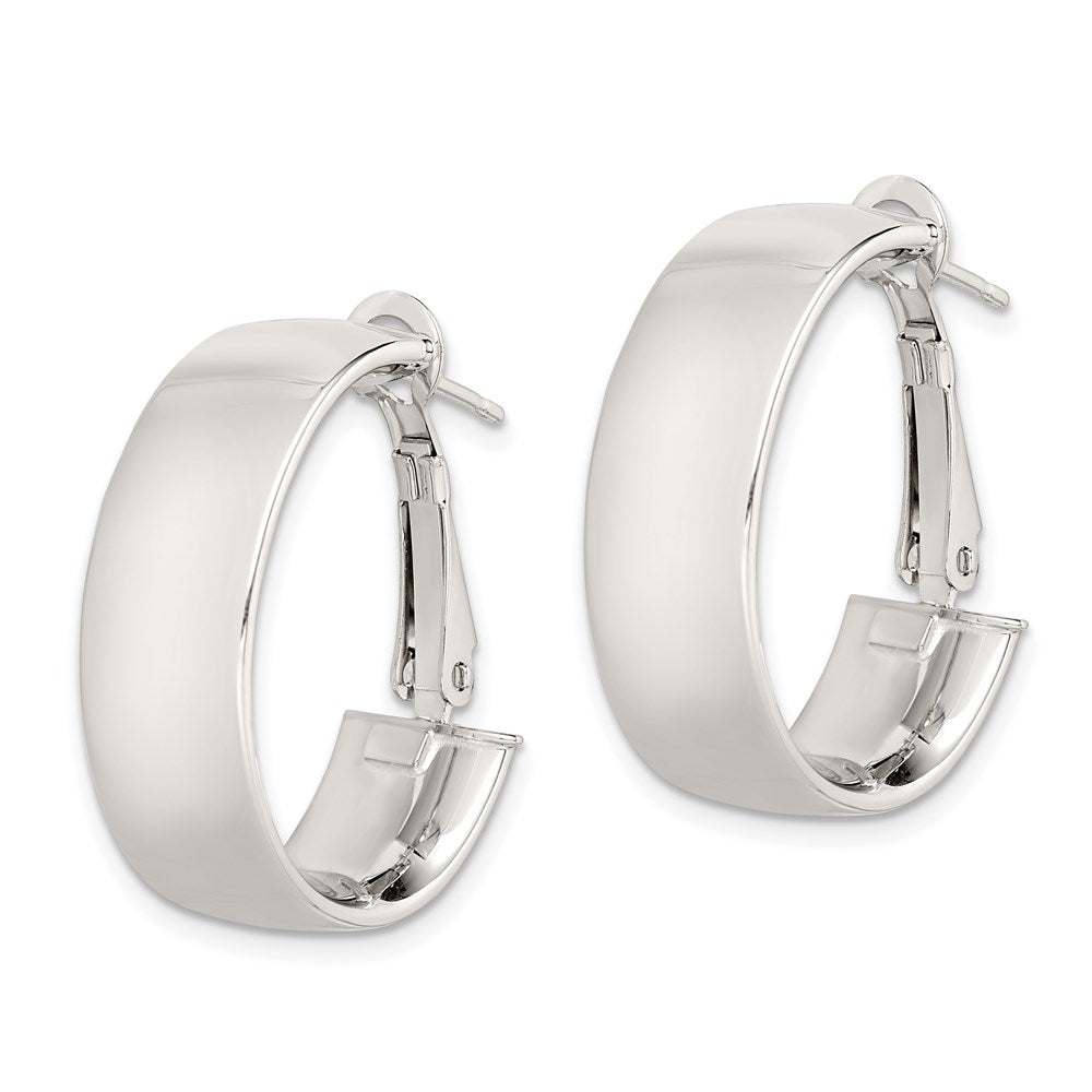 Sterlingsilber Rhodiniert Poliert 10mm Omega Rückseite Oval Creolen