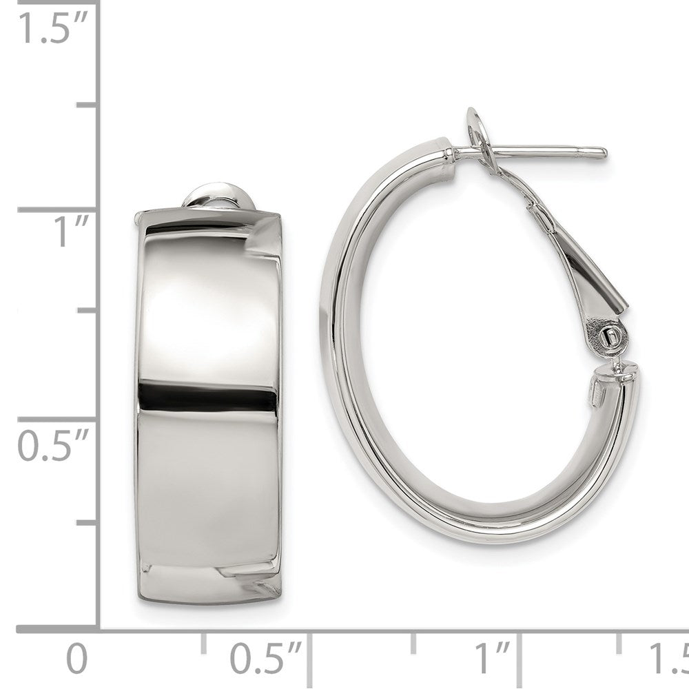 Sterlingsilber Rhodiniert Poliert 10mm Omega Rückseite Oval Creolen