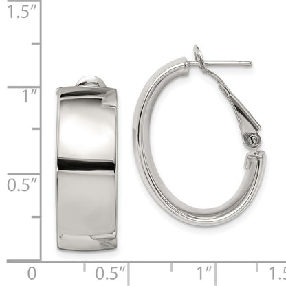 Sterlingsilber Rhodiniert Poliert 10mm Omega Rückseite Oval Creolen