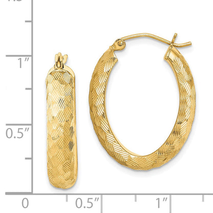 Sterlingsilber Vergoldet Strukturiert 5mm Oval Creolen