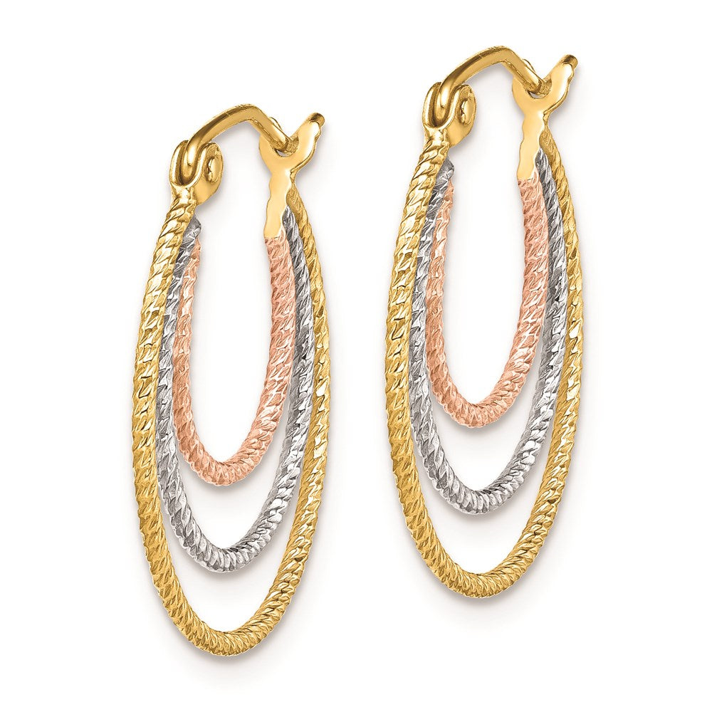 Sterlingsilber Rhodiniert Gelb/rose Vermeil 1.5mm Dreifach Creolen