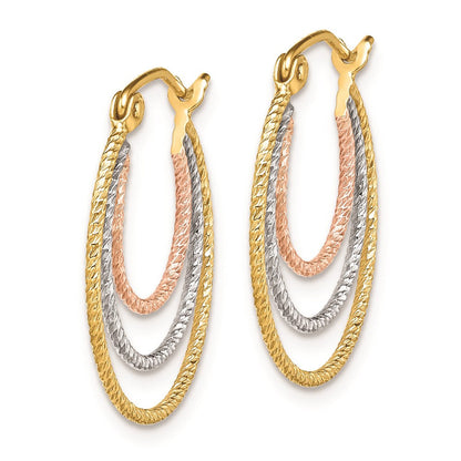 Sterlingsilber Rhodiniert Gelb/rose Vermeil 1.5mm Dreifach Creolen