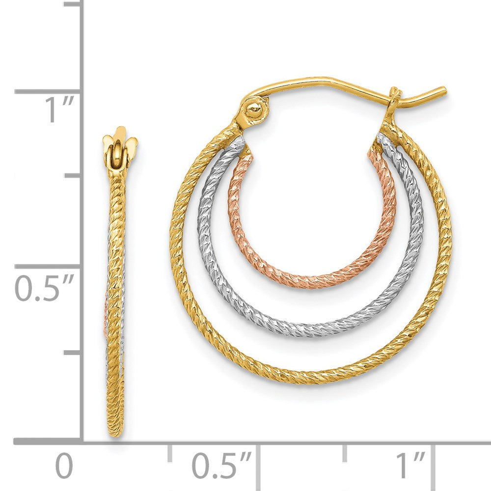 Sterlingsilber Rhodiniert Gelb/rose Vermeil 1.5mm Dreifach Creolen