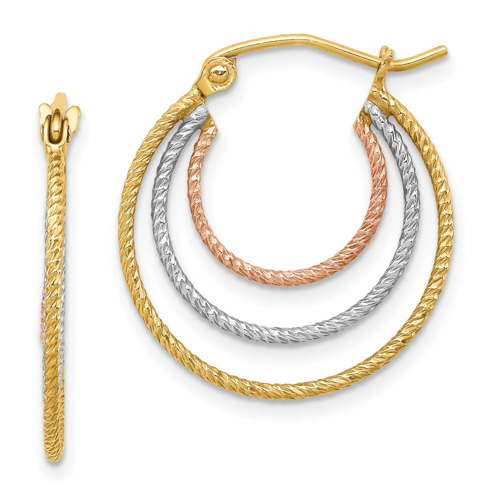 Sterlingsilber Rhodiniert Gelb/rose Vermeil 1.5mm Dreifach Creolen