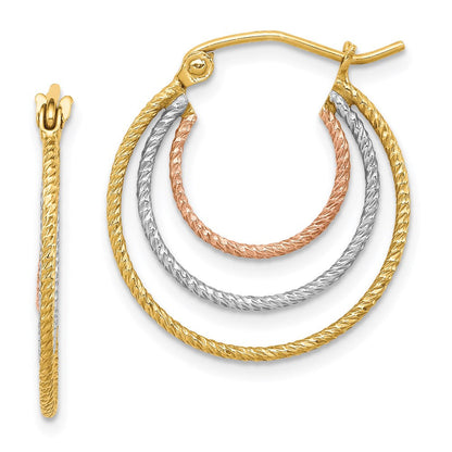Sterlingsilber Rhodiniert Gelb/rose Vermeil 1.5mm Dreifach Creolen