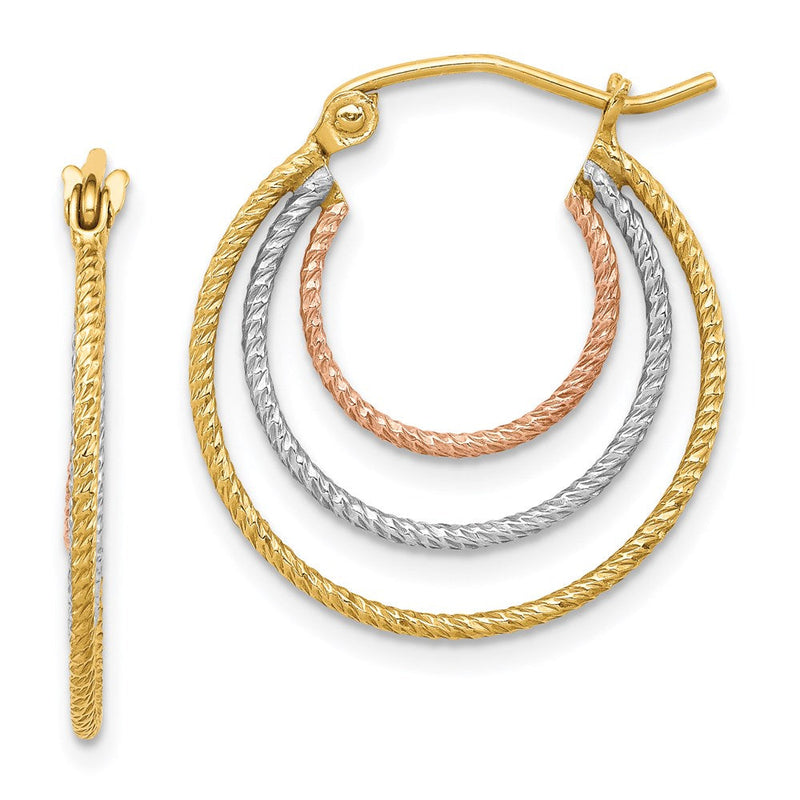 Sterlingsilber Rhodiniert Gelb/rose Vermeil 1.5mm Dreifach Creolen