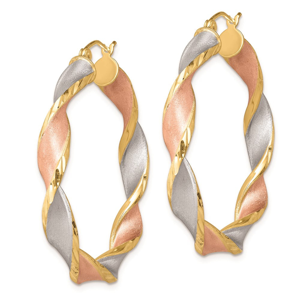 Sterlingsilber Rhodiniert Gelb/rose Vermeil Diamantiert 5mmtwisted Creolen