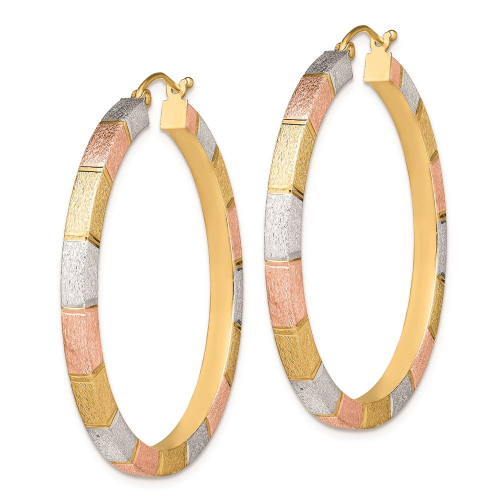Sterlingsilber Rhodiniert Rose/yellow Vermeil Diamantiert 3x40mm Creolen