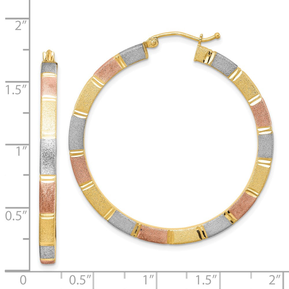 Sterlingsilber Rhodiniert Rose/yellow Vermeil Diamantiert 3x40mm Creolen